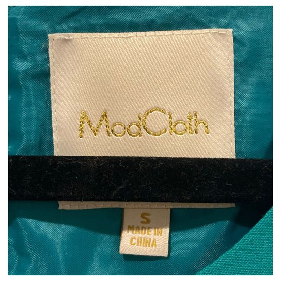 MODCLOTH Roving Reporter Jade Green White Piping Sleeveless Dress - Picture 3 of 5